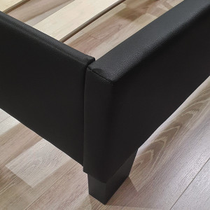 Lit double en simili noir 140 x 190 cm + sommier inclus - BALI