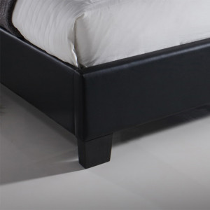 Lit double en simili noir 140 x 190 cm + sommier inclus - BALI