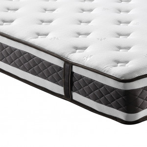 Pack lit double en tissu gris + matelas 140 x 190 cm inclus - PALAZZO