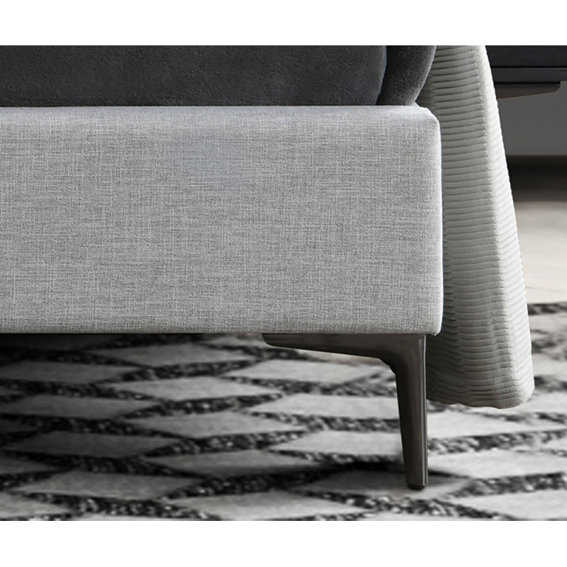 Pack lit 140 x 190 cm en tissu gris + matelas - PALAZZO