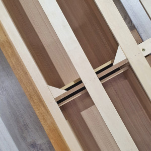 Lit double 140 x 190 cm en bois avec tiroirs + sommier fixe - MONTANA