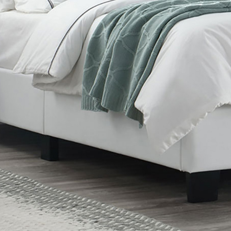 Pack lit double en simili blanc + matelas 140 x 190 cm - PANDORA