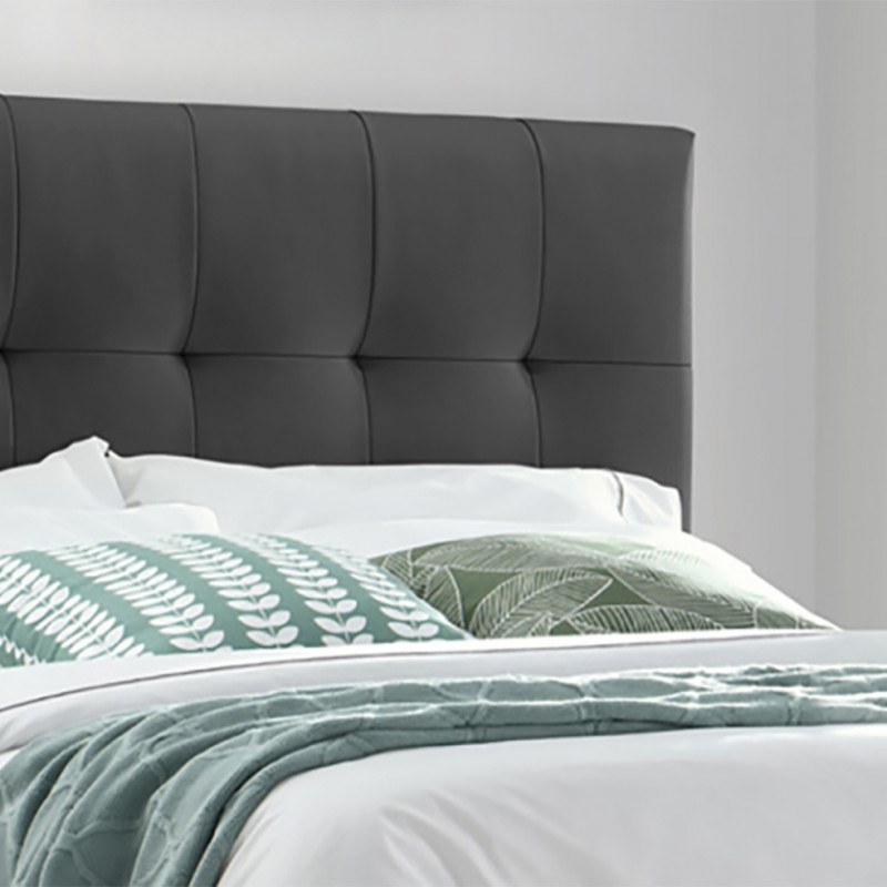 Pack lit double en simili noir + matelas 160 x 200 cm - PANDORA