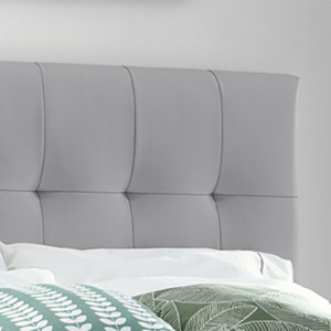 Lit double 140 x 190 cm en simili gris clair + sommier fixe - PANDORA