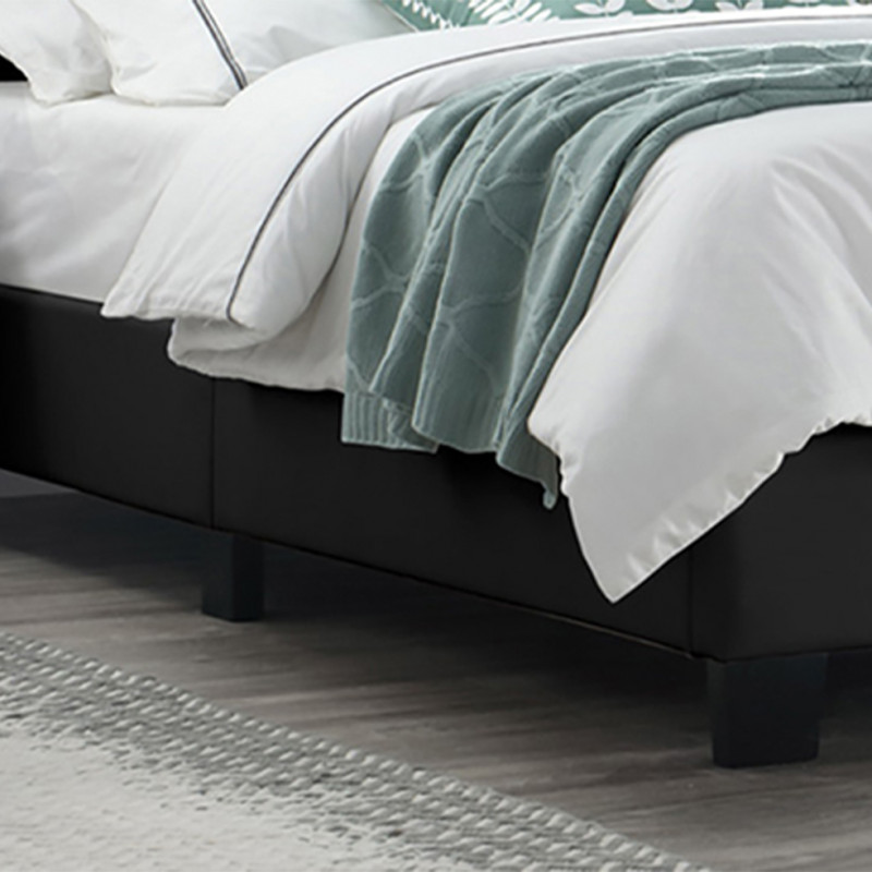 Lit double 140 x 190 cm en simili noir + sommier fixe - PANDORA