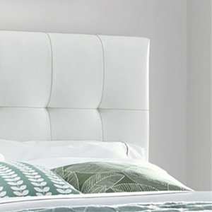 Lit double 160 x 200 cm en simili blanc + sommier fixe - PANDORA