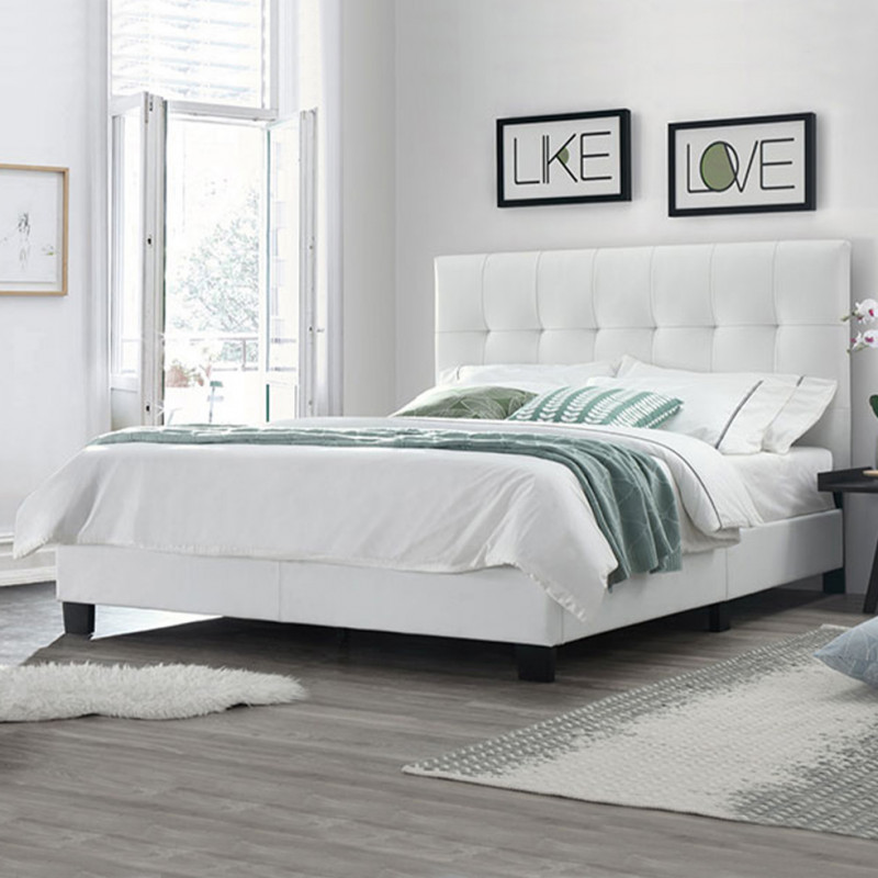 Lit double BLANC 140 x 190 Qualité Premium - PANDORA