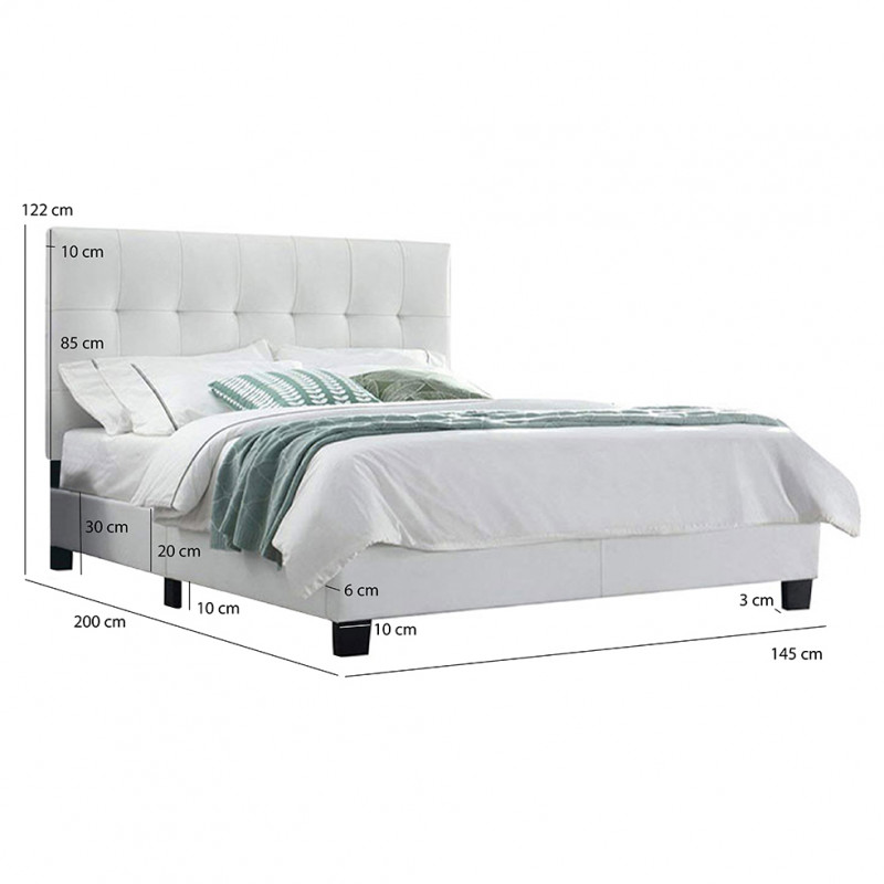 Lit double BLANC 140 x 190 Qualité Premium - PANDORA