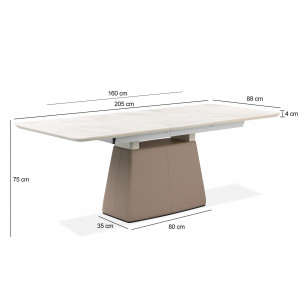 Table extensible 160-205 cm en céramique blanc marbré - AUSTIN