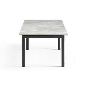 Table basse 120x60 cm céramique gris marbré laqué pieds droits - DAKOTA 09