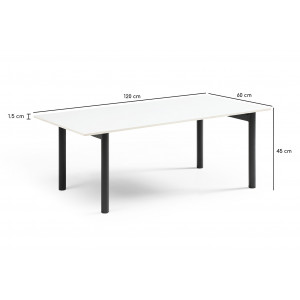 Table basse 120x60 cm céramique blanc pieds droits - OREGON 09
