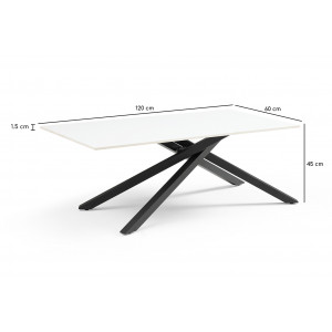 Table basse 120x60 cm céramique blanc pied torsadé - OREGON 05