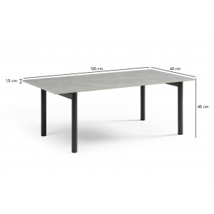 Table basse 120x60 cm céramique gris marbré pieds droits - ARIZONA 09