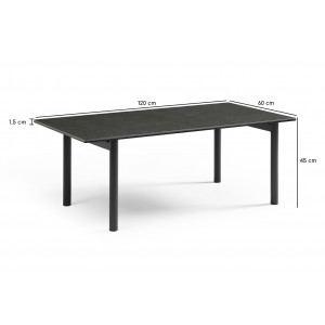 Table basse 120x60 cm céramique gris foncé pieds droits - UTAH 09