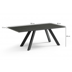 Table basse 120x60 cm céramique gris foncé pieds inclinés - UTAH 08