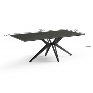 Table basse 120x60 cm céramique gris foncé pied étoile - UTAH 06