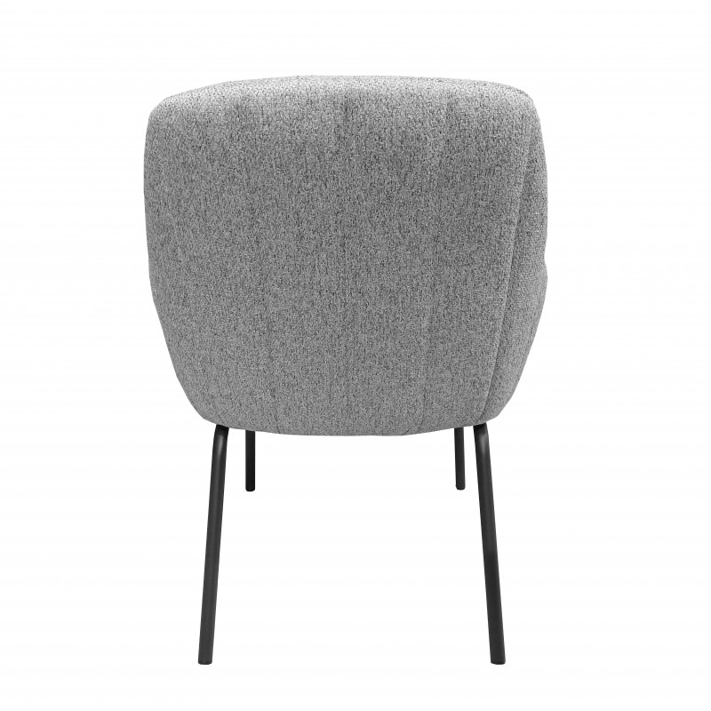 Fauteuil en tissu gris chiné avec accoudoirs et surpiqures pieds en métal noir - Style rétro - MUST