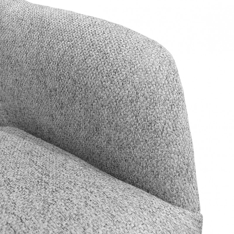 Fauteuil en tissu gris chiné avec accoudoirs et surpiqures pieds en métal noir - Style rétro - MUST