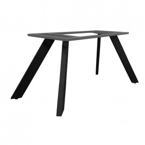 4 pieds de table de repas en métal noir finition peinture poudrée design incliné hauteur 65 cm - 08