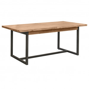 Table de repas extensible L180/220 cm en bois d'acacia et piètement en métal effet vieilli gris anthracite - MAYBEL