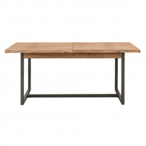 Table de repas extensible L180/220 cm en bois d'acacia et piètement en métal effet vieilli gris anthracite - MAYBEL