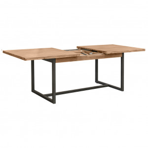 Table de repas extensible L180/220 cm en bois d'acacia et piètement en métal effet vieilli gris anthracite - MAYBEL