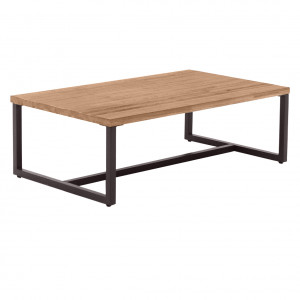 Table basse en bois d'acacia et piètement en métal effet vieilli gris anthracite - MAYBEL