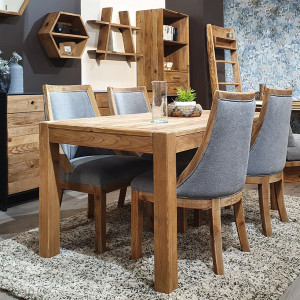 Table de repas L.160 cm rectangulaire en bois - Style montagnard - Collection Chalet