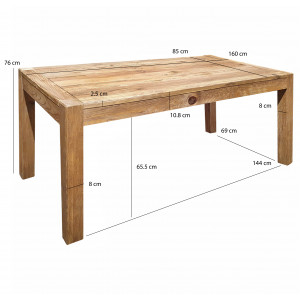 Table de repas L.160 cm rectangulaire en bois - Style montagnard - Collection Chalet