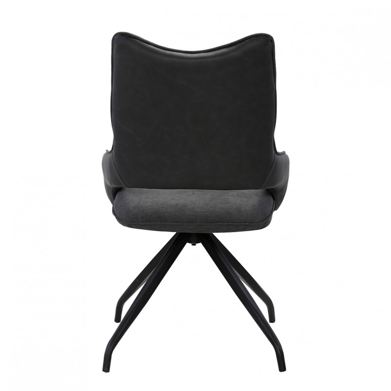 Lot de 2 chaises rotatives en tissu gris foncé et pieds métal - MELOW