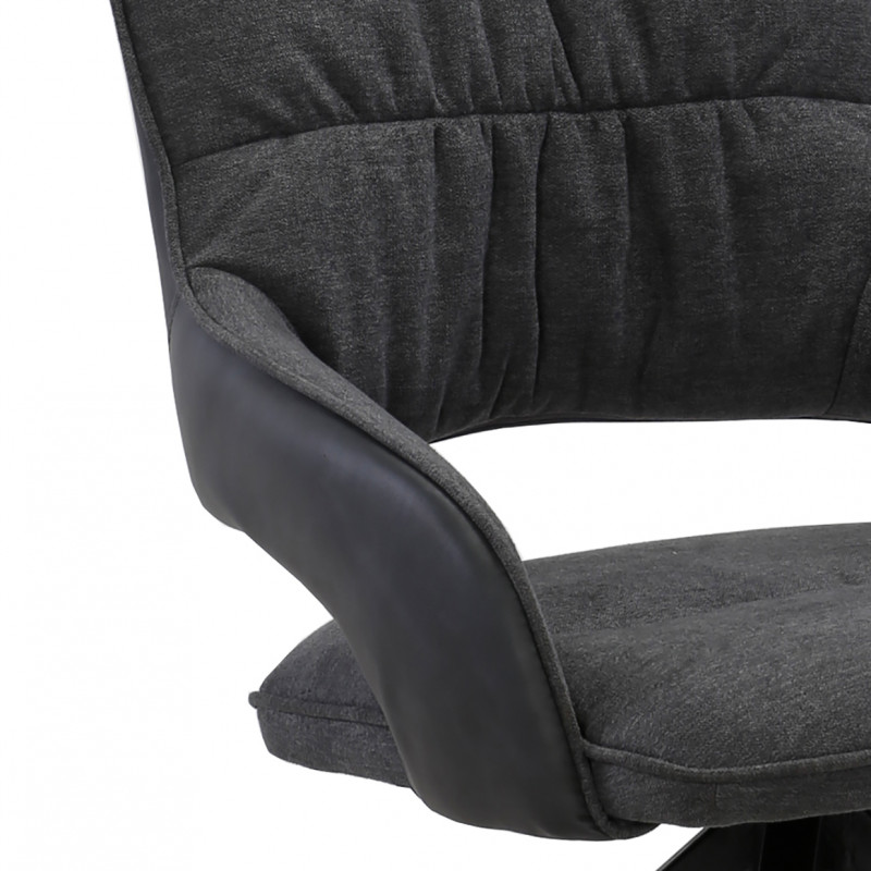 Lot de 2 chaises rotatives en tissu gris foncé et pieds métal - MELOW