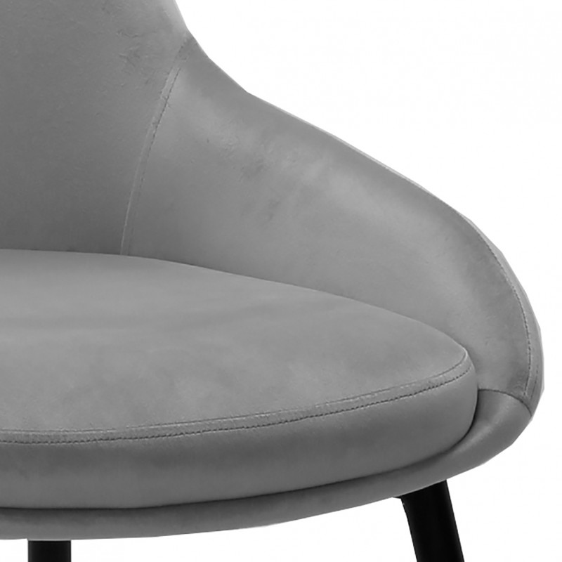 Lot de 2 chaises en velours gris et piètement en métal noir - JAZZY