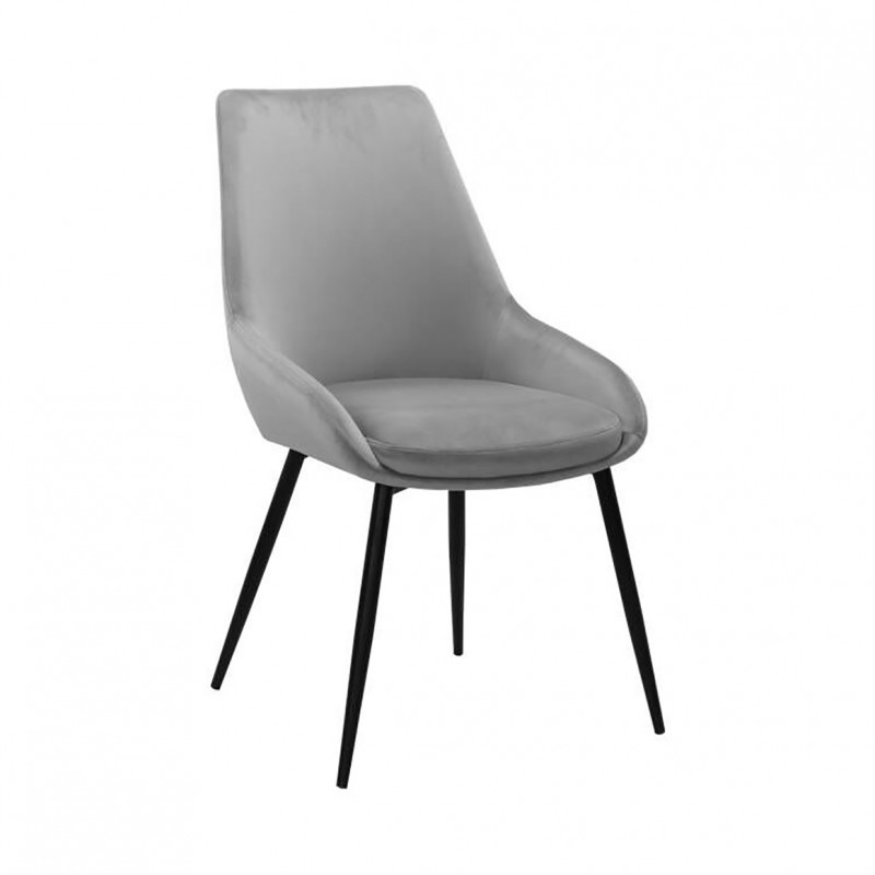 Lot de 2 chaises en velours gris et piètement en métal noir - JAZZY