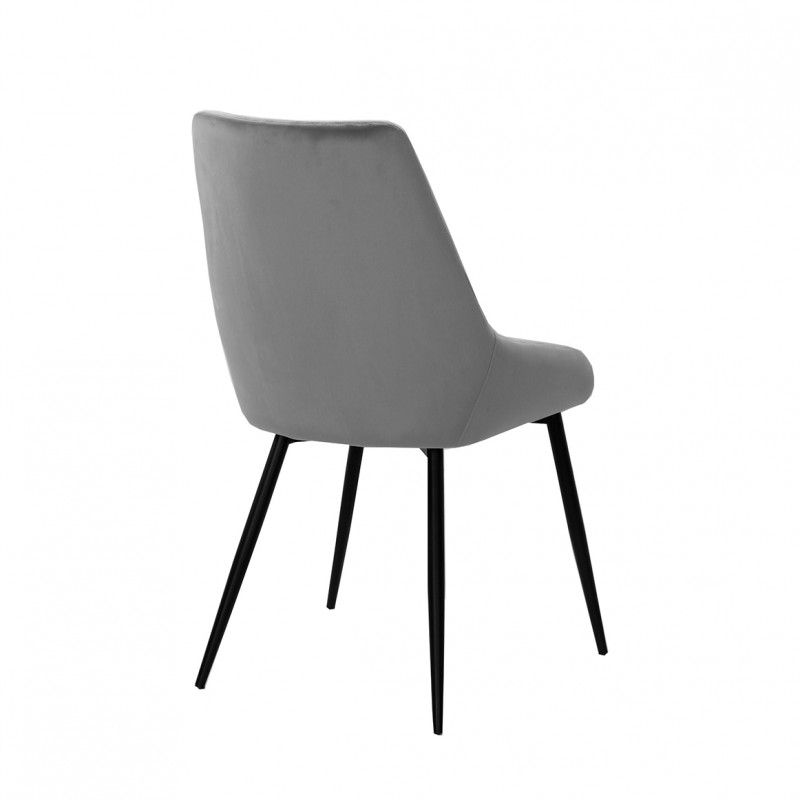 Lot de 2 chaises en velours gris et piètement en métal noir - JAZZY