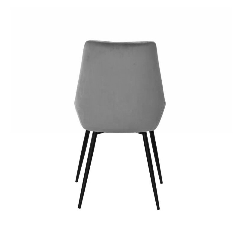 Lot de 2 chaises en velours gris et piètement en métal noir - JAZZY