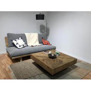 Table basse carré en bois recyclé longueur 100 cm - CHALET