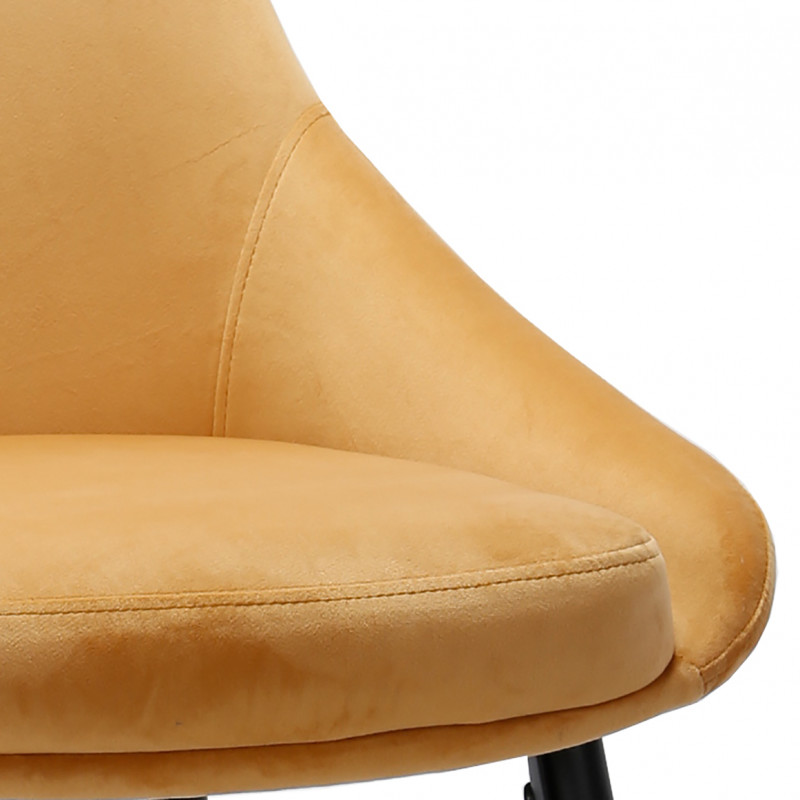 Lot de 2 tabourets de bar en velours jaune et piètement métal - JAZZY