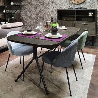 Table de repas extensible L180/220 cm en bois cendré et métal - KUBI