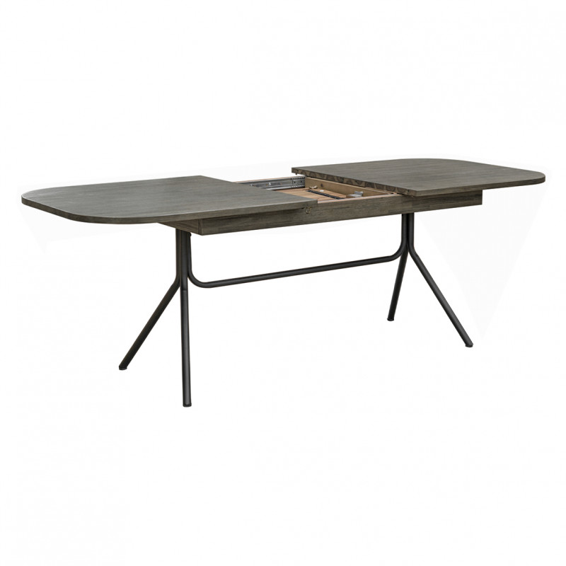Table de repas extensible L180/220 cm en bois cendré et métal - KUBI