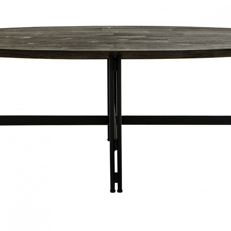 Table basse ovale en bois d'acacia cendré avec piètement métal - KUBI