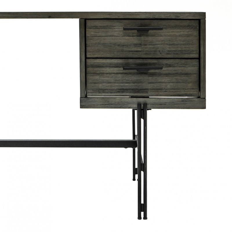 Bureau L140 cm en bois cendré structure en métal - KUBI