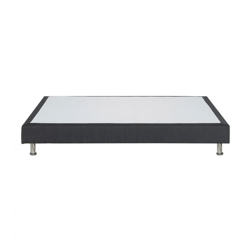 Sommier 140x190 cm bois massif tissu gris foncé pieds métal - REMIMOS