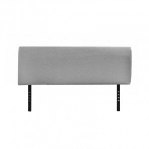 Tête de lit 180x60 tissu gris avec 2 barres de fixation métal - PAULA