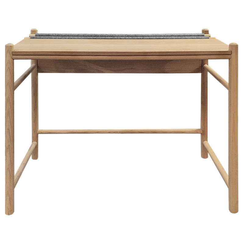 Bureau en bois de frêne brut et feutrine gris L90 cm - AGDE 3284