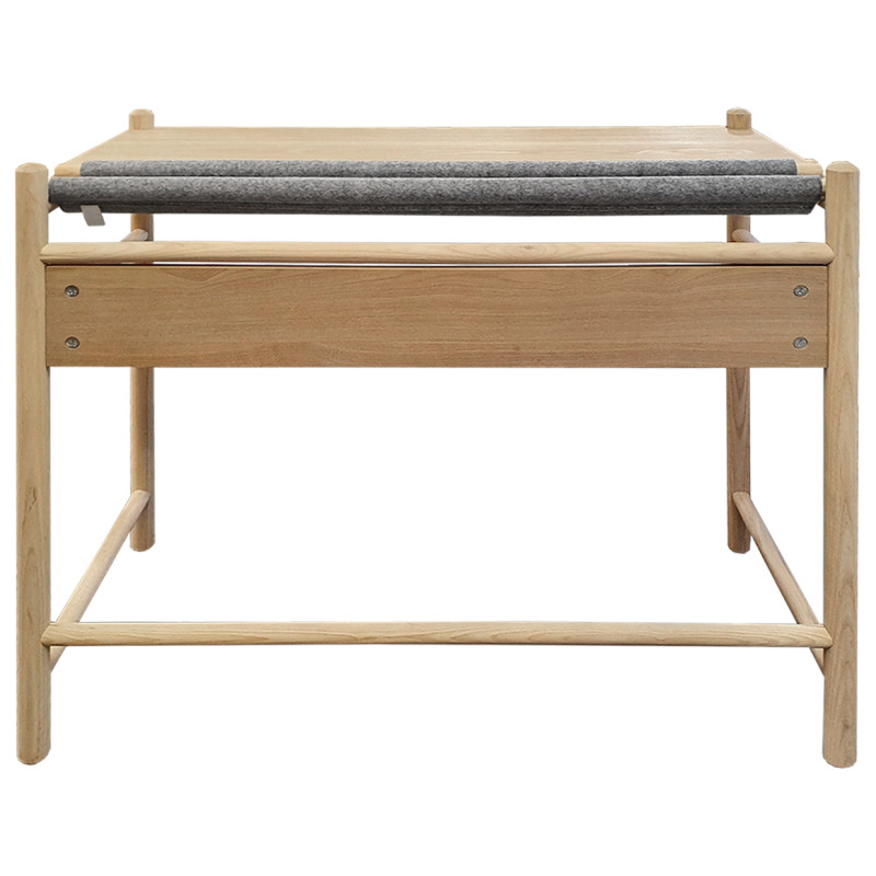Bureau en bois de frêne brut et feutrine gris L90 cm - AGDE 3284