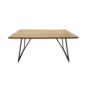 Table de repas 160 cm décor bois et pieds métal noir - DUNE