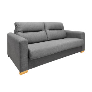 Canapé convertible 2 places L.200 cm en tissu gris clair chiné système rapido couchage 140x190 cm - VIGO