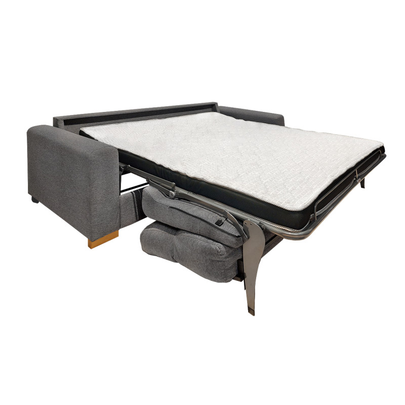 Canapé convertible 2 places L.200 cm en tissu gris clair chiné système rapido couchage 140x190 cm - VIGO