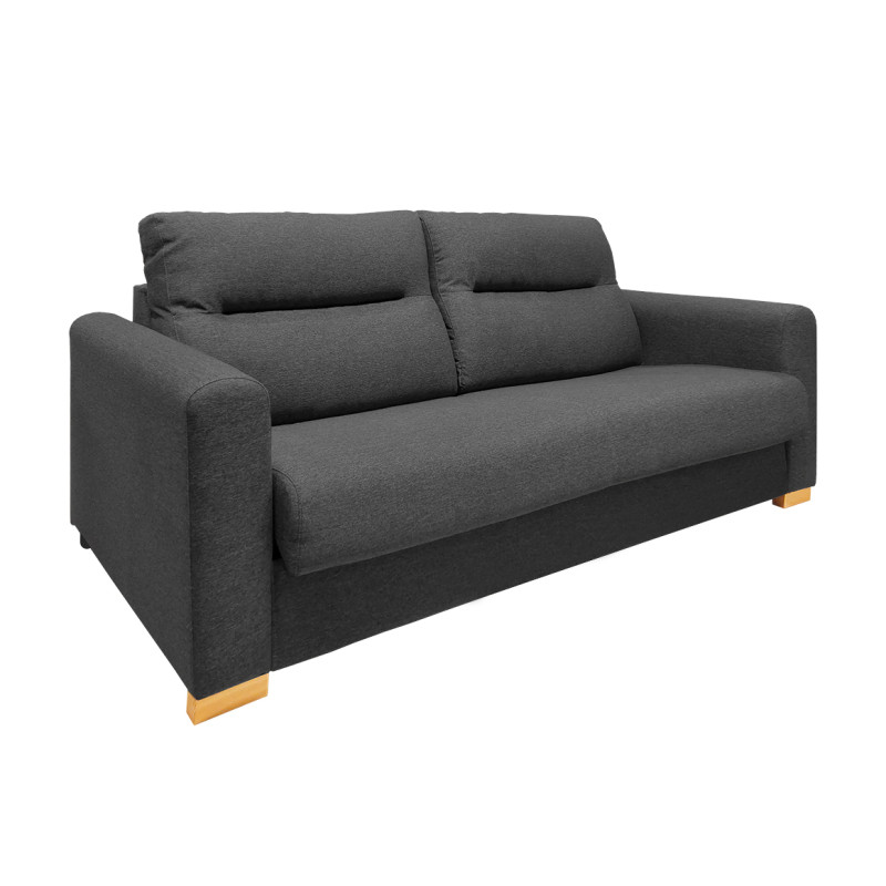 Canapé convertible 2 places L.200 cm en tissu gris anthracite chiné système rapido couchage 140x190 cm - VIGO