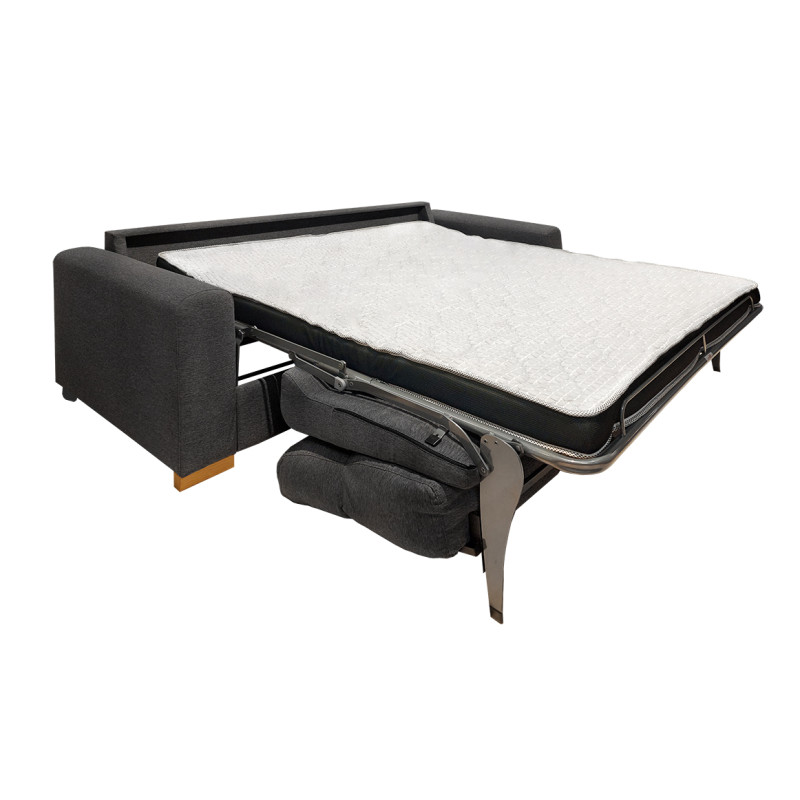 Canapé convertible 2 places L.200 cm en tissu gris anthracite chiné système rapido couchage 140x190 cm - VIGO